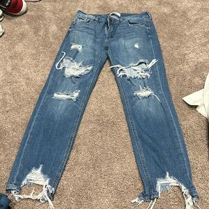 JBD relaxed fit jeans with rips and raw hem